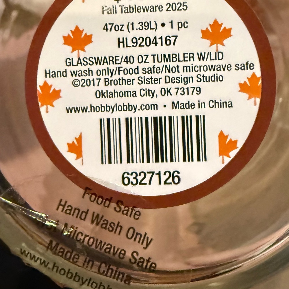 ๐ Super Cute Hello Pumpkin Glass Tumbler with Straw- 47 oz- NWT - Picture 3 of 3
